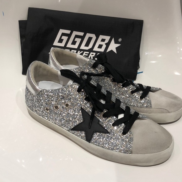 Golden Goose Shoes - NIB Golden Goose Silver sparkle superstars. Sz 9